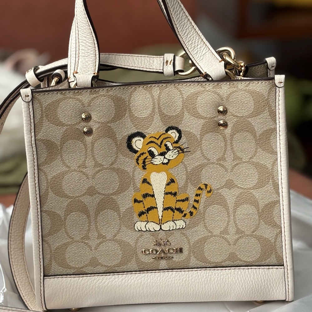 Coach Tan Tiger Print Tote Bag